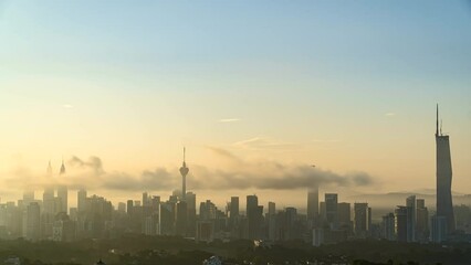 4k UHD footage of cityscape of Kuala Lumpur, Malaysia during sunrise