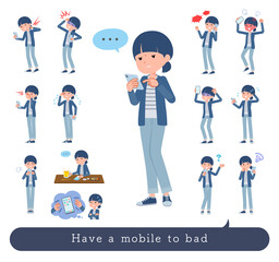 Obraz premium スマホを使って不幸せなナチュラルスタイル女性のセット