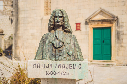 Matija Zmajevic he was admiral of the Baltic Fleet and the shipbuilder. Monument in Perast city, Montenegro