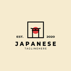 Japanese torii gate linear icon vector logo design in linear style