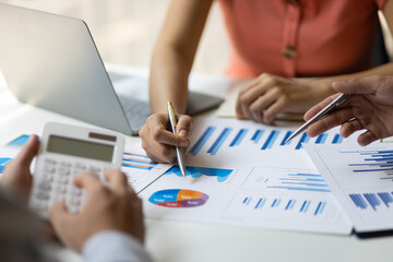 Financial concept tax system and budget allocation. Brainstorming sessions analyzing the growth of...