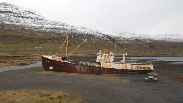 The oldest boat Gardar BA 64 in North West Iceland