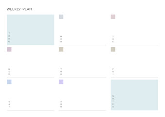 Note, scheduler, diary, calendar planner document template illustration. Weekly plan.