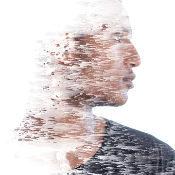 Pixelsort effect combined with a portrait of a black man