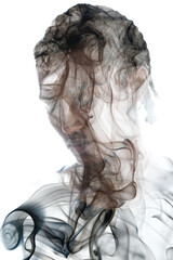 Fototapeta premium Swirls of smoke combined with a portrait of an African American man
