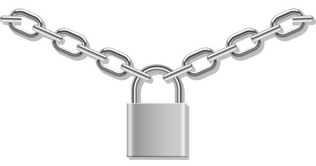 Credit card in chain locked with padlock clipart design illustration