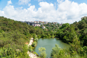 Ataturk kent ormani in Istanbul. Ataturk City Forest. Green spaces in Istanbul city. Green parks or...