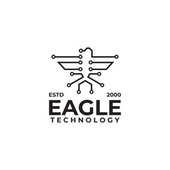 Eagle bird technology logo design template