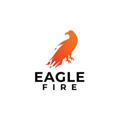 Eagle bird fire icon logo design template