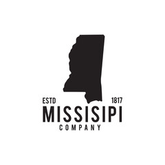 Missisipi state map outline logo design