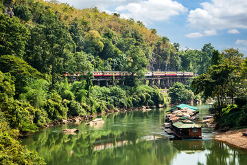 Fototapeta na wymiar The historic railway line in Thailand during World War II is called the Death Railway.