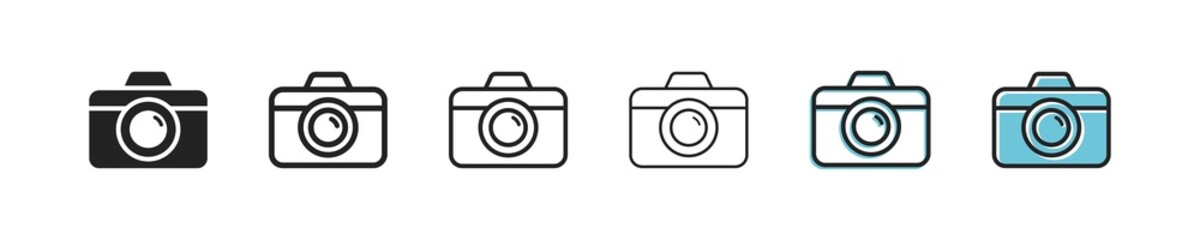 Camera icon. Photography symbol. Simple outline photo icons. Camera icons set.