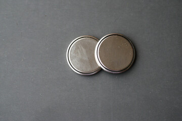 Lithium batteries on a black background 