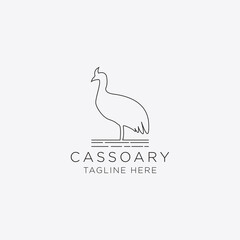 Template Line art logo concept of a cassowary, a bird from Indonesia.
