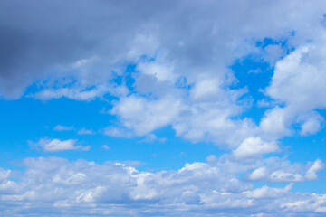 Blue sky with cirrus clouds, cloudscape natural background with clouds