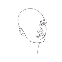Continuous line drawing of Portrait of a Beautiful Women face. Beauty Minimal line art style portrait. Vector illustration for logo, beauty salon, cosmetics, t-shirt, design print graphics style