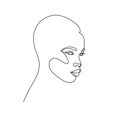 Continuous line drawing of Portrait of a Beautiful Women face. Beauty Minimal line art style portrait. Vector illustration for logo, beauty salon, cosmetics, t-shirt, design print graphics style