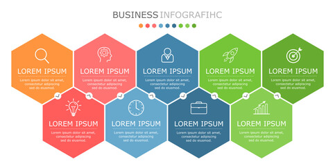 Business infographic Vector with 9 steps. Used for information,data,style,chart,graph,sign,icon, project,strategy,technology,learn,brainstorm,creative,growth,stairs,success, idea,text,web,report,work.