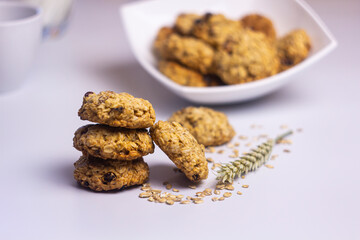 oatmeal cookies isolated on white background
