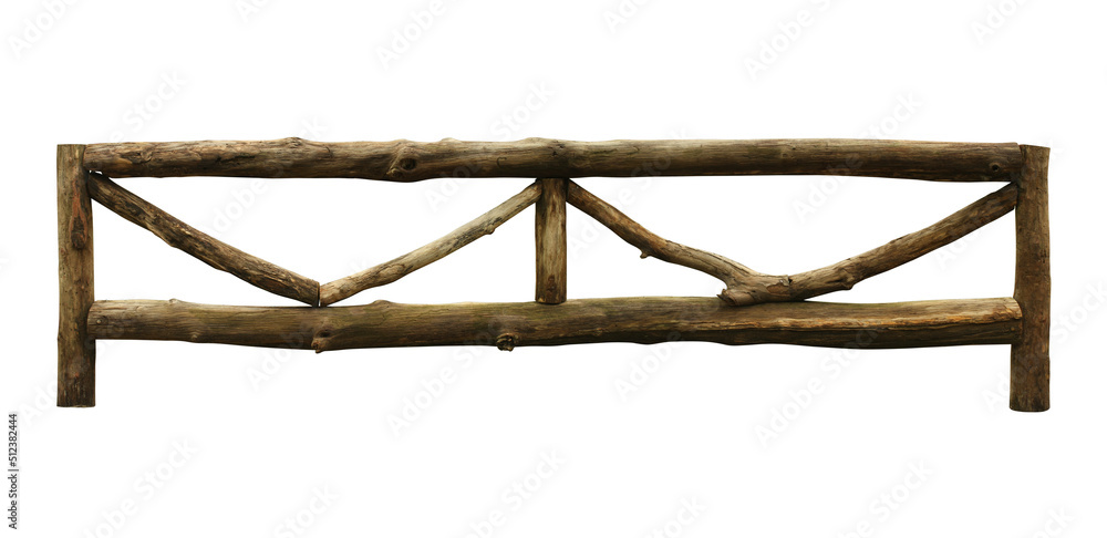 Wall mural wooden fence (with clipping path) isolated on white background
