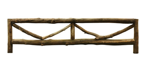 Wooden fence (with clipping path) isolated on white background