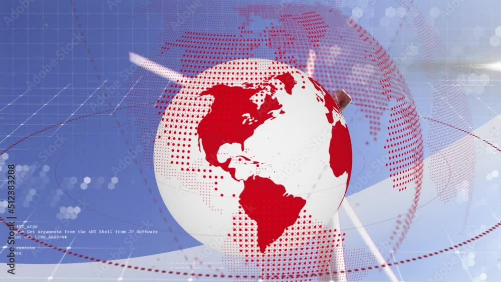 Poster animation of globe and data processing over wind turbine