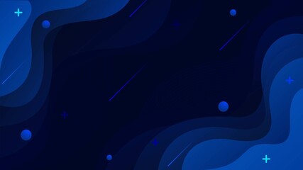 Gradient liquid abstract background design. Dark blue background with wavy fluid shapes. Futuristic vector design