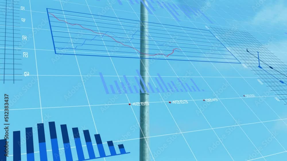 Poster animation of statistics and data processing over wind turbine