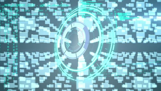 Animation of processing circle over folders and digital padlock