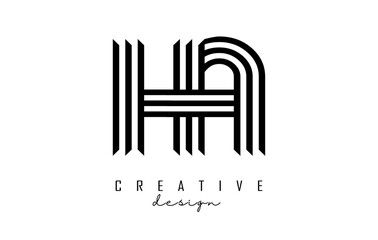 Black lines HA h a letters with monogram Logo Design.