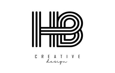Black lines HB h b letters with monogram Logo Design.