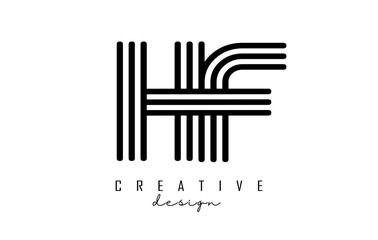 Black lines HF h f letters with monogram Logo Design.