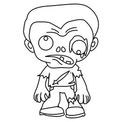 Cute zombie set cartoon coloring page illustration vector. For kids coloring book.