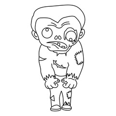 Cute zombie set cartoon coloring page illustration vector. For kids coloring book.