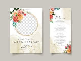 Wedding invitation card template with red roses design
