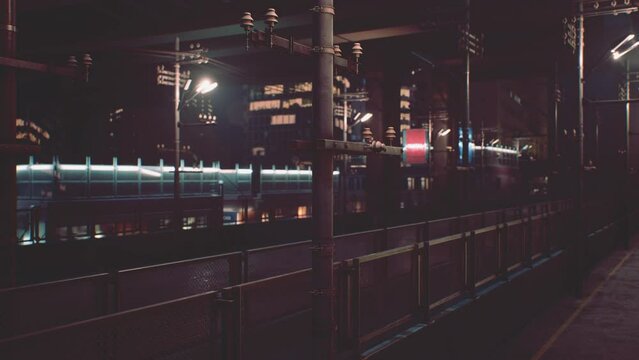 night scene of japan city with neon lights