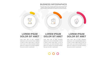 Vector template circle infographics. Modern business concept with 3 options and parts. Three steps for content, flowchart, timeline, levels