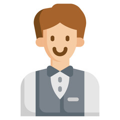 WAITER flat icon,linear,outline,graphic,illustration