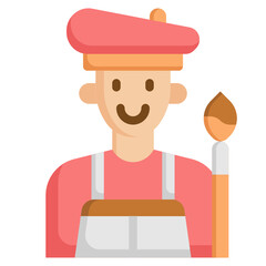 ARTIST flat icon,linear,outline,graphic,illustration