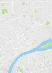 City map Detroit, color detailed plan, vector illustration - obrazy, fototapety, plakaty