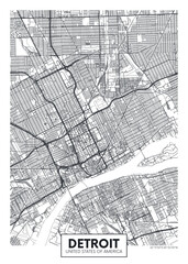 City map Detroit, travel vector poster design