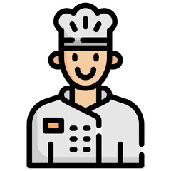 CHEF filled outline icon,linear,outline,graphic,illustration