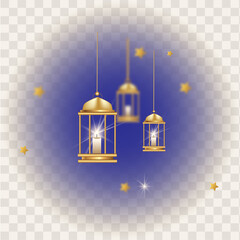 Gold lamps with candles. Lampshade. Vector