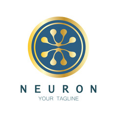Neuron logo or nerve cell logo design,molecule logo illustration template icon with vector concept