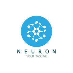 Fototapeta premium Neuron logo or nerve cell logo design,molecule logo illustration template icon with vector concept