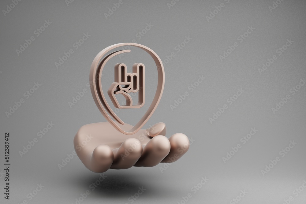 Poster beautiful abstract illustrations golden hand holding musical guitar plectrum with hand symbol icon o
