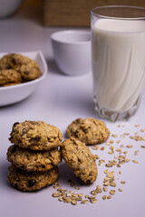 homemade oatmeal cookies with milk