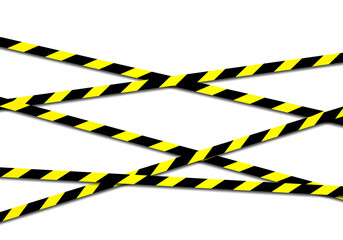 Warning and danger crossed tapes isolated. Police and crime lines. Caution tape. Seamless barrier tape. Vector illustration