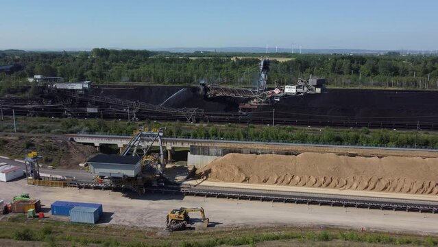 Large bucket wheel excavators in Hambach opencast lignite mine in the Rhenish lignite mining area near D&uuml;ren