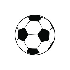 Football ball flat simple illustration. Black and white ball.